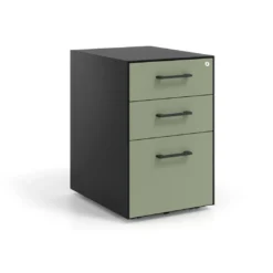 Cajonera de oficina Strong 2 cajones + archivo estructura negra frontales melamina