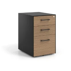 Cajonera de oficina Strong 2 cajones + archivo estructura negra frontales melamina