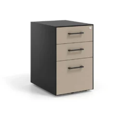 Cajonera de oficina Strong 2 cajones + archivo estructura negra frontales melamina