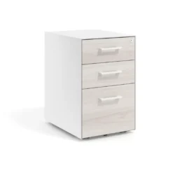 Cajonera de oficina Strong 2 cajones + archivo estructura blanca frontales melamina