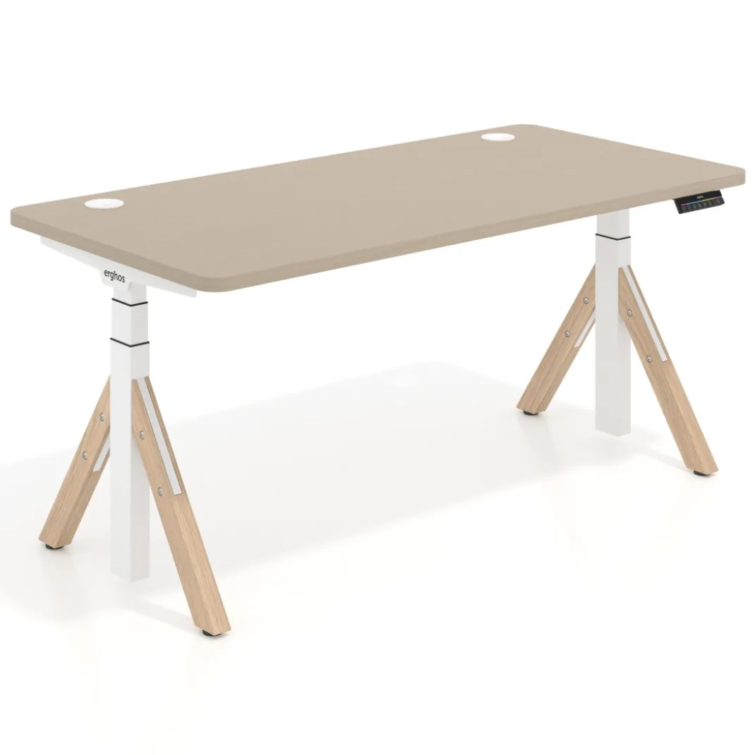 Escritorio Elevable Erghos Alpha estructura de madera canto recto