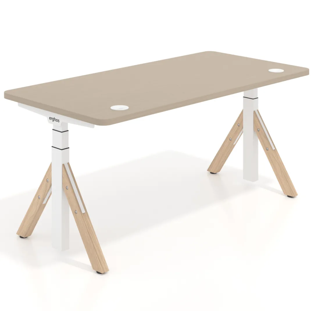 Escritorio Elevable Erghos Alpha estructura de madera canto recto