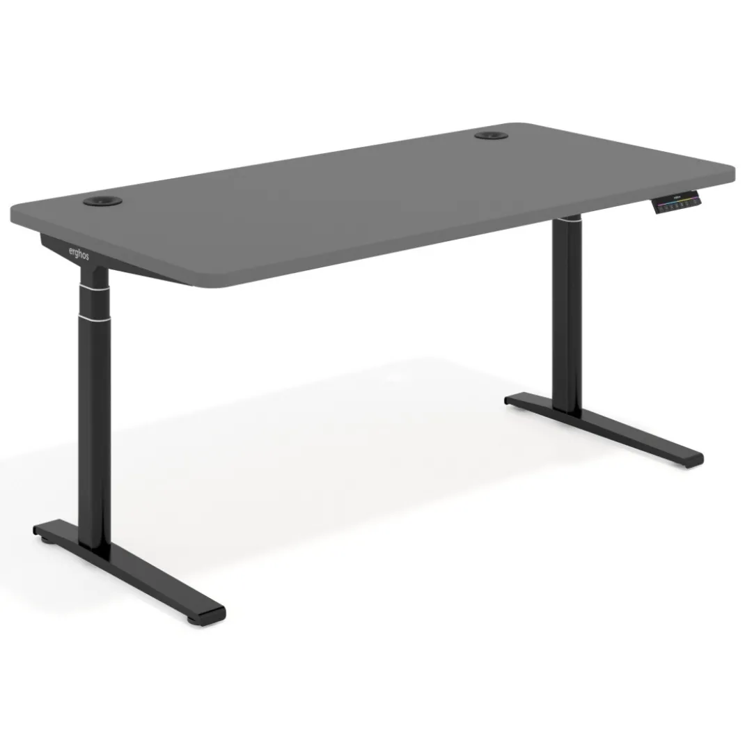 Escritorio Elevable Erghos Axis estructura negra 4 cantos curvos