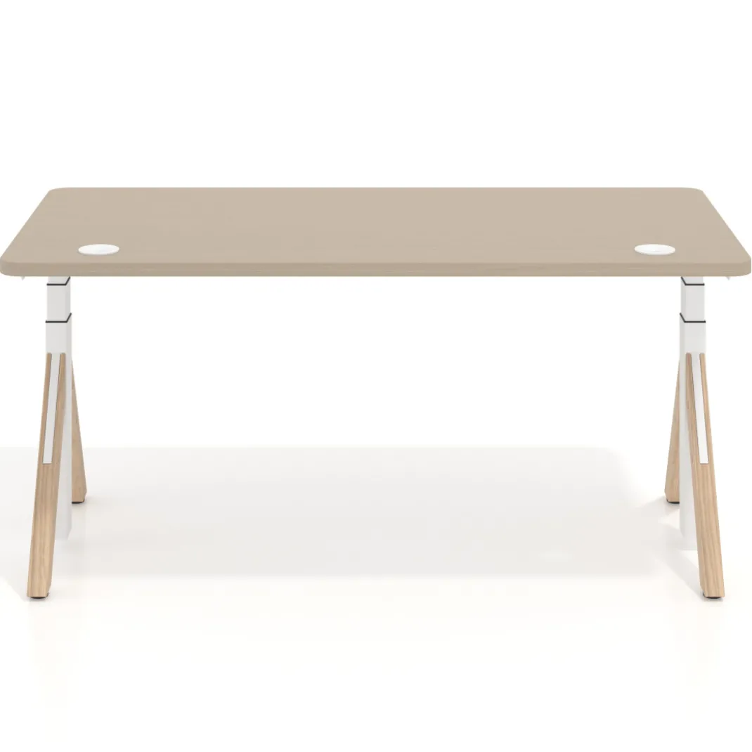 Escritorio Elevable Erghos Alpha estructura de madera canto recto