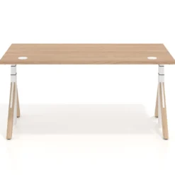 Escritorio Elevable Erghos Alpha estructura de madera 2 cantos curvos