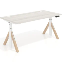 Escritorio Elevable Erghos Alpha estructura de madera 2 cantos curvos