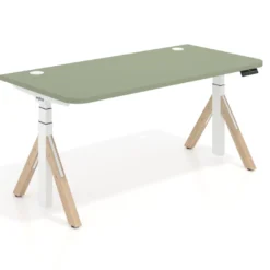 Escritorio Elevable Erghos Alpha estructura de madera 2 cantos curvos