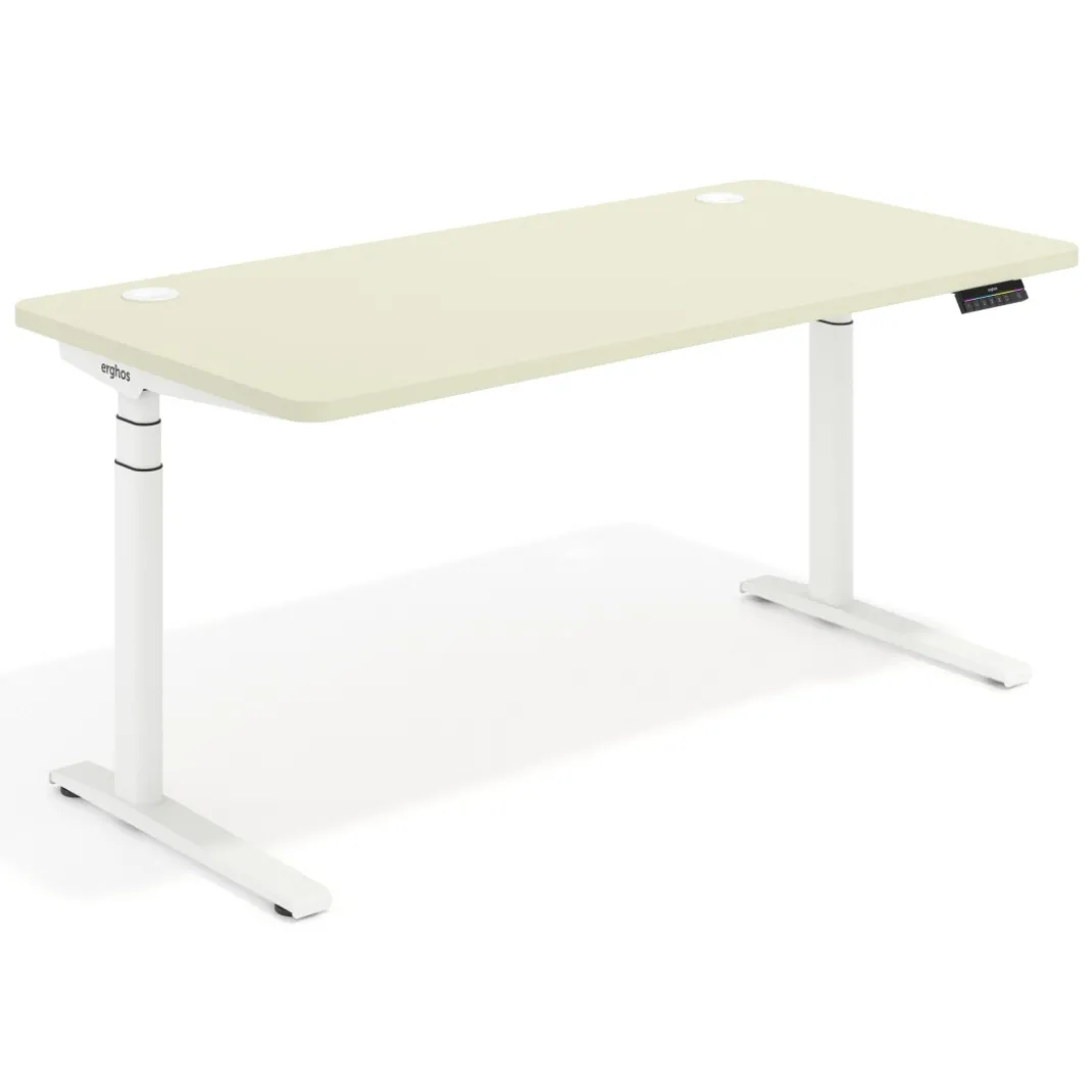 Escritorio Elevable Erghos Alpha estructura de madera 2 cantos curvos