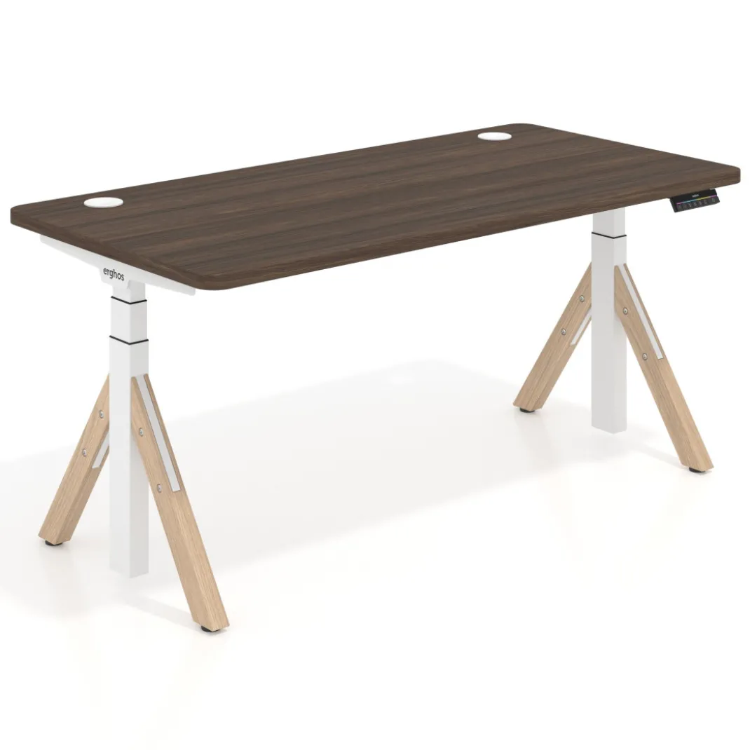 Escritorio Elevable Erghos Alpha estructura de madera 4 cantos curvos