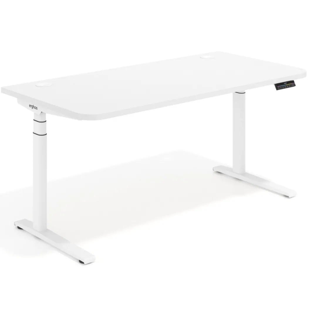 Escritorio Elevable Erghos Axis estructura blanca 2 cantos curvos
