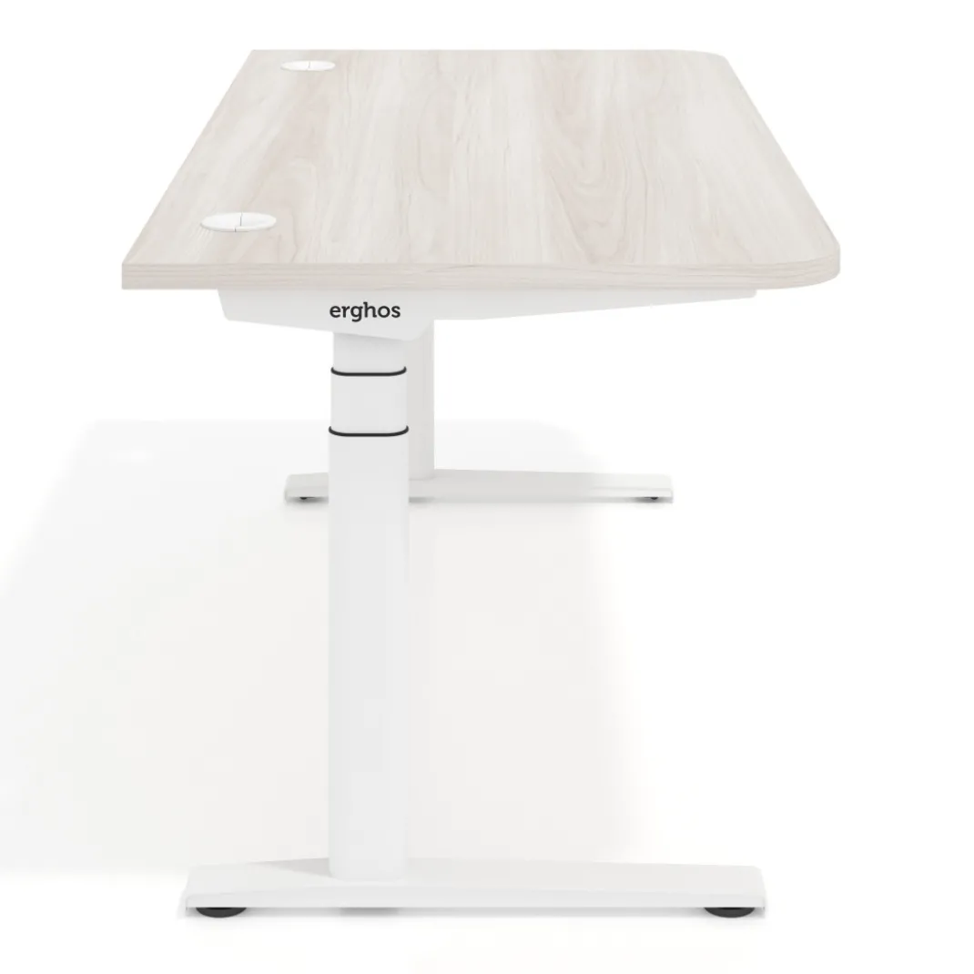 Escritorio Elevable Erghos Alpha estructura de madera 2 cantos curvos