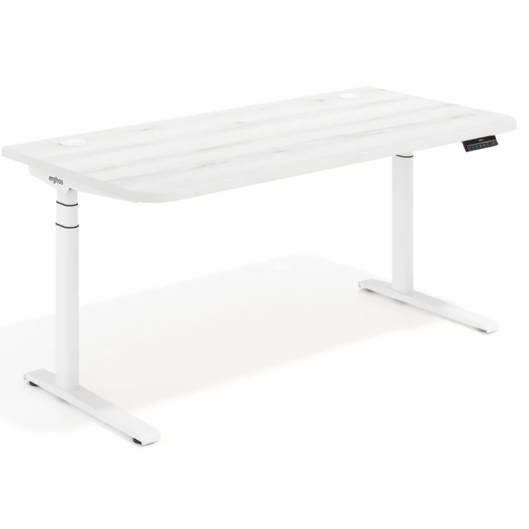Escritorio Elevable Erghos Alpha estructura de madera 2 cantos curvos