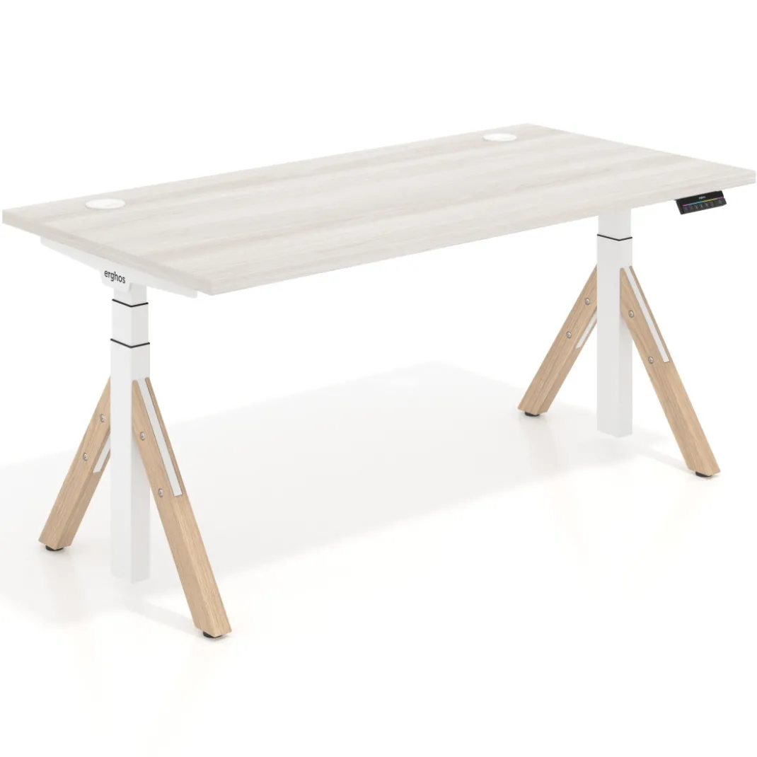 Escritorio Elevable Erghos Axis estructura blanca 4 cantos curvos