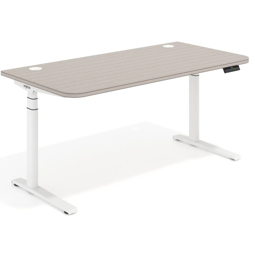 Escritorio Elevable Erghos Alpha estructura de madera 2 cantos curvos