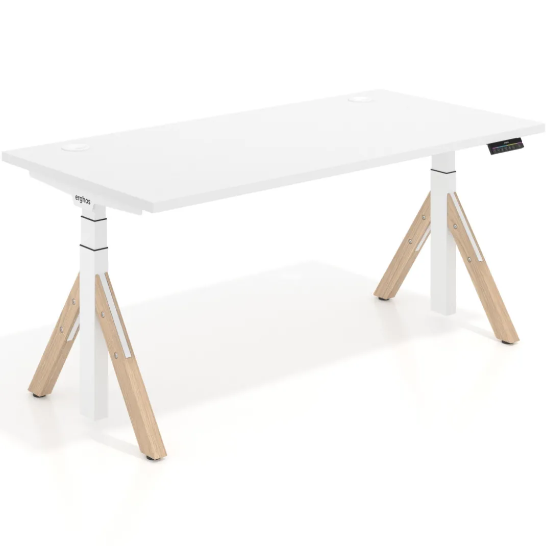 Escritorio Elevable Erghos Alpha estructura de madera canto recto