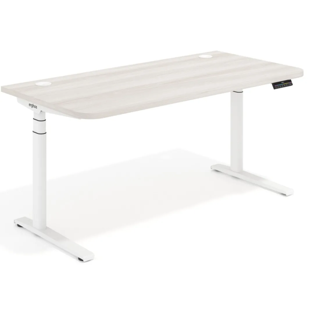 Escritorio Elevable Erghos Alpha estructura de madera 2 cantos curvos