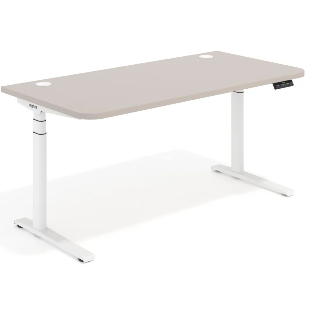Escritorio Elevable Erghos Alpha estructura de madera 2 cantos curvos