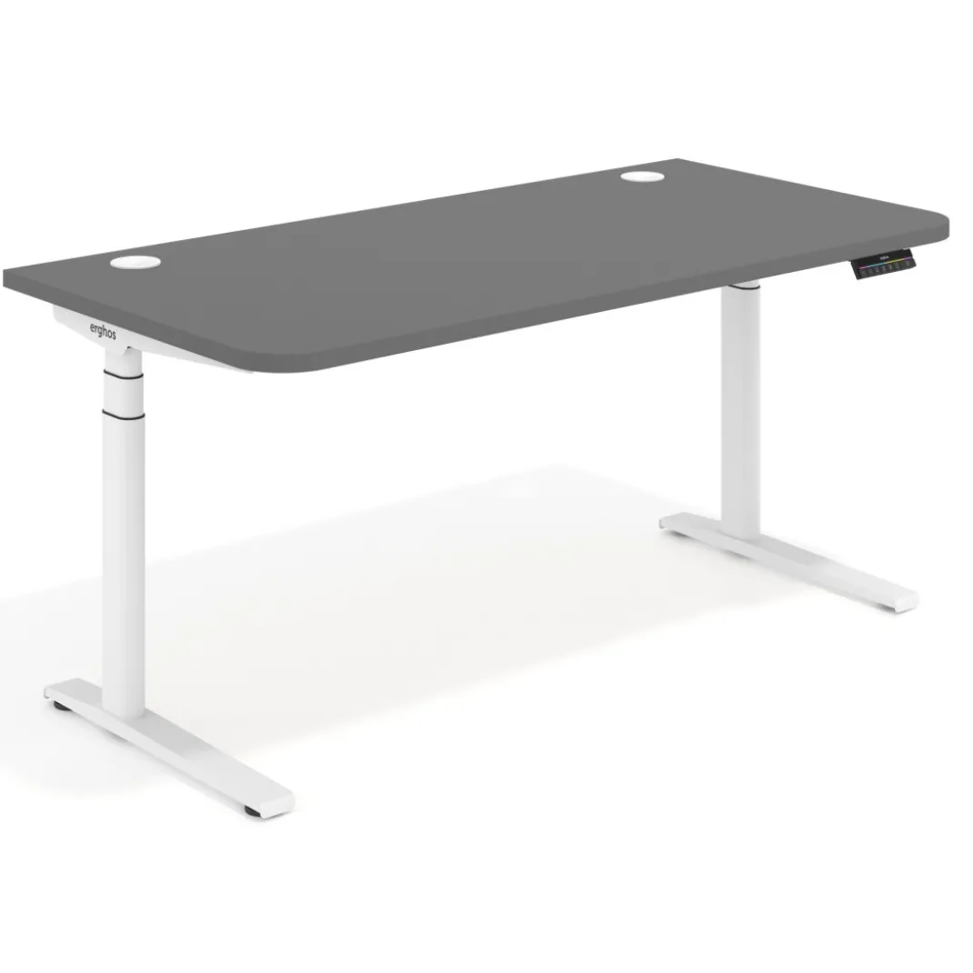 Escritorio Elevable Erghos Alpha estructura de madera 2 cantos curvos