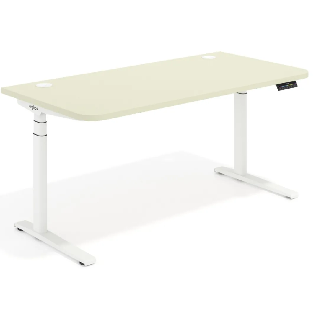 Escritorio Elevable Erghos Alpha estructura de madera 4 cantos curvos