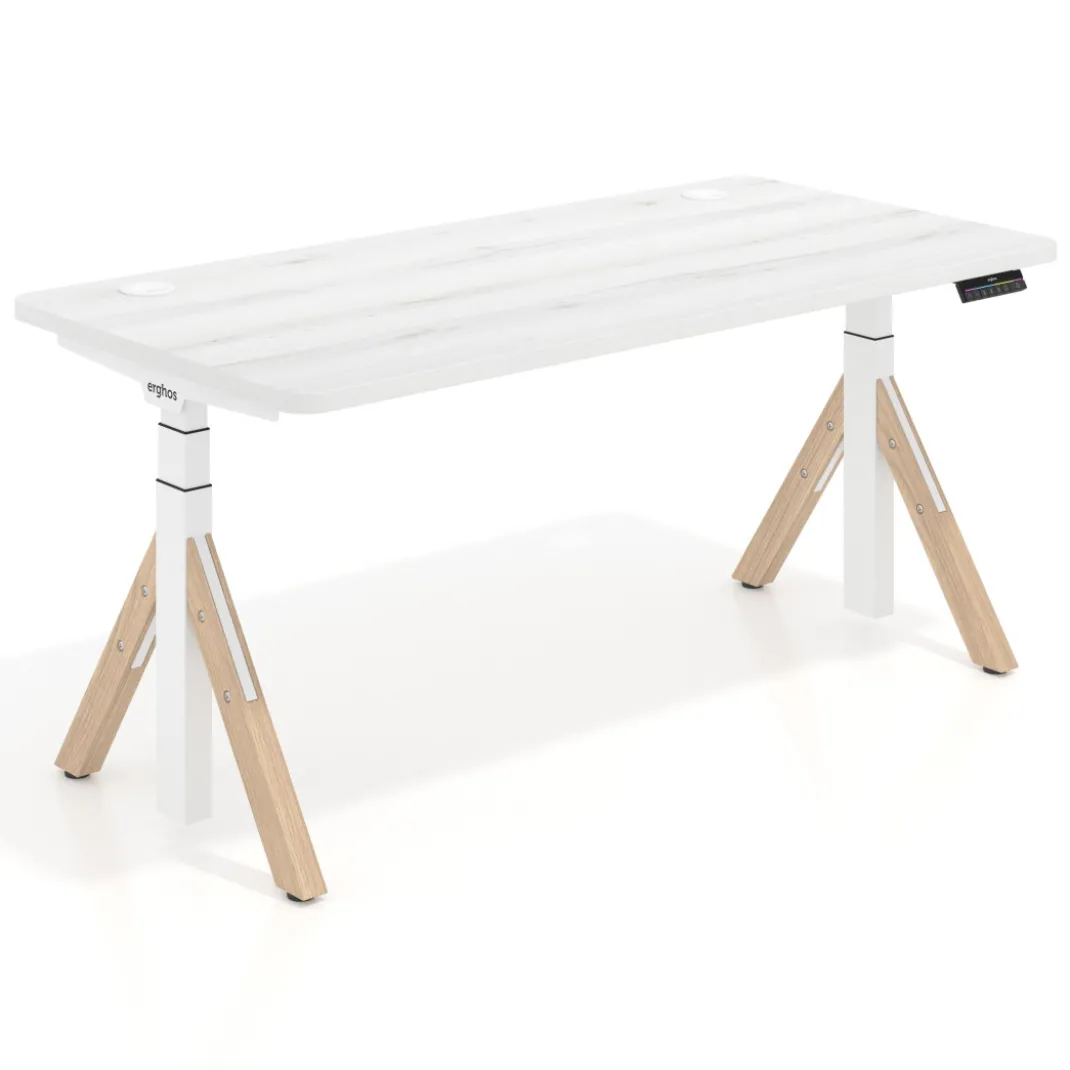 Escritorio Elevable Erghos Alpha estructura de madera 4 cantos curvos