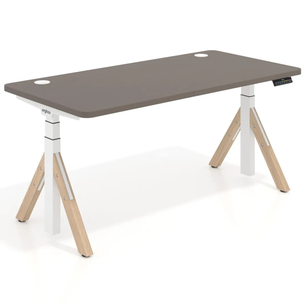 Escritorio Elevable Erghos Alpha estructura de madera 4 cantos curvos