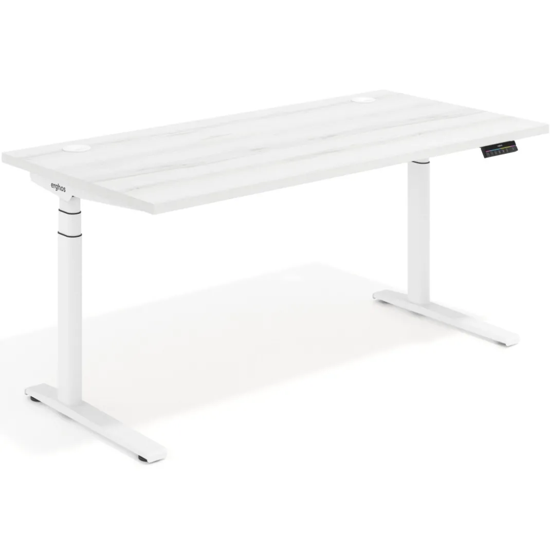 Escritorio Elevable Erghos Axis estructura blanca 2 cantos curvos