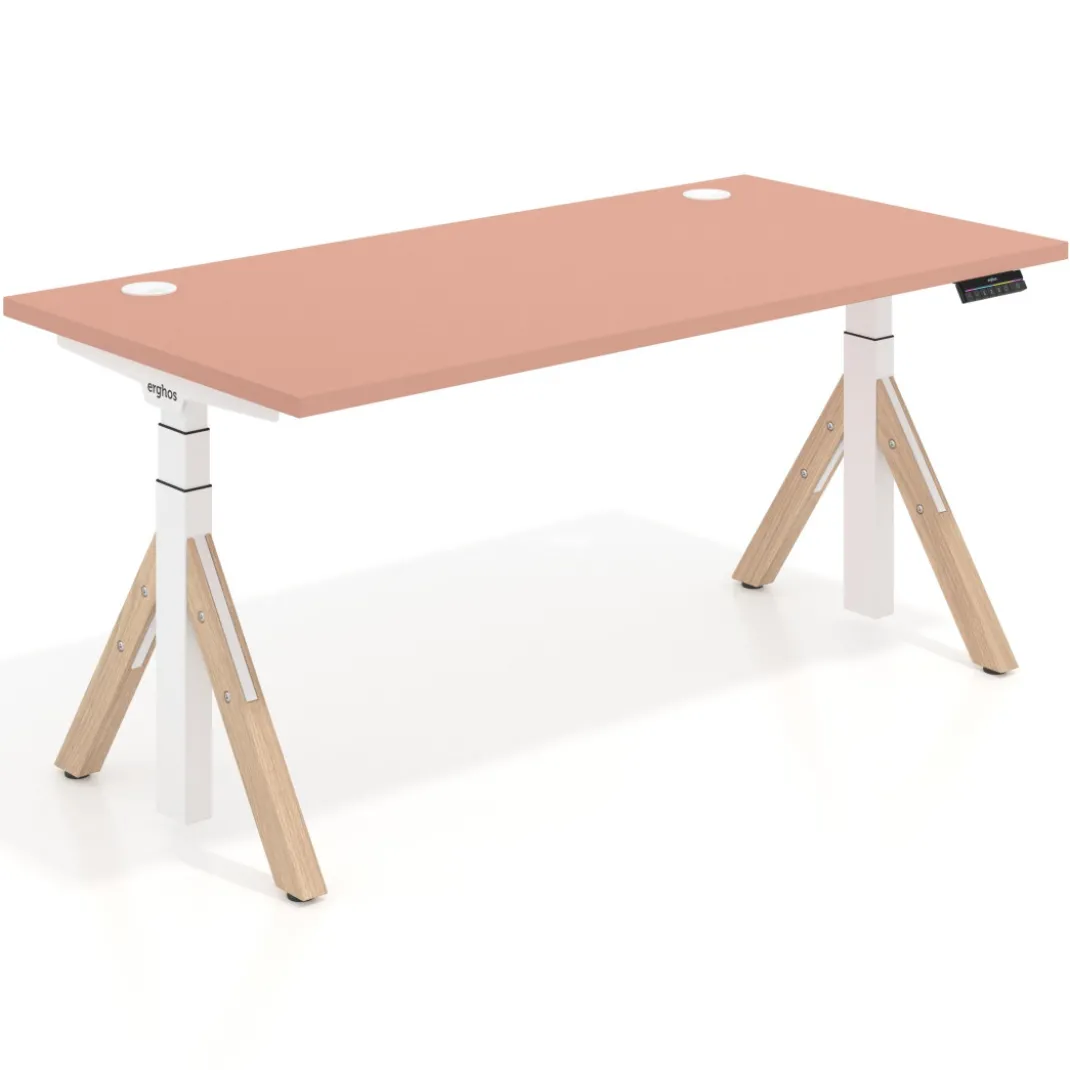 Escritorio Elevable Erghos Alpha estructura de madera canto recto