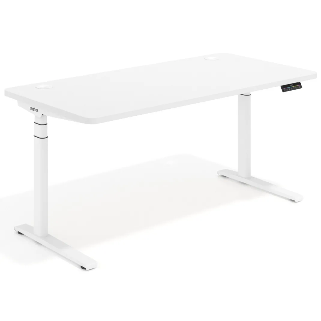 Escritorio Elevable Erghos Axis estructura blanca 4 cantos curvos