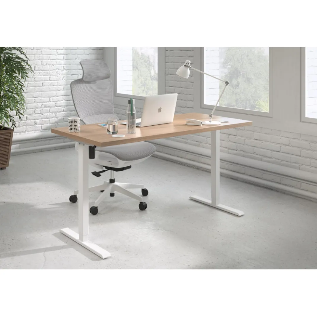 Escritorio Elevable Erghos Basic estructura blanca canto recto