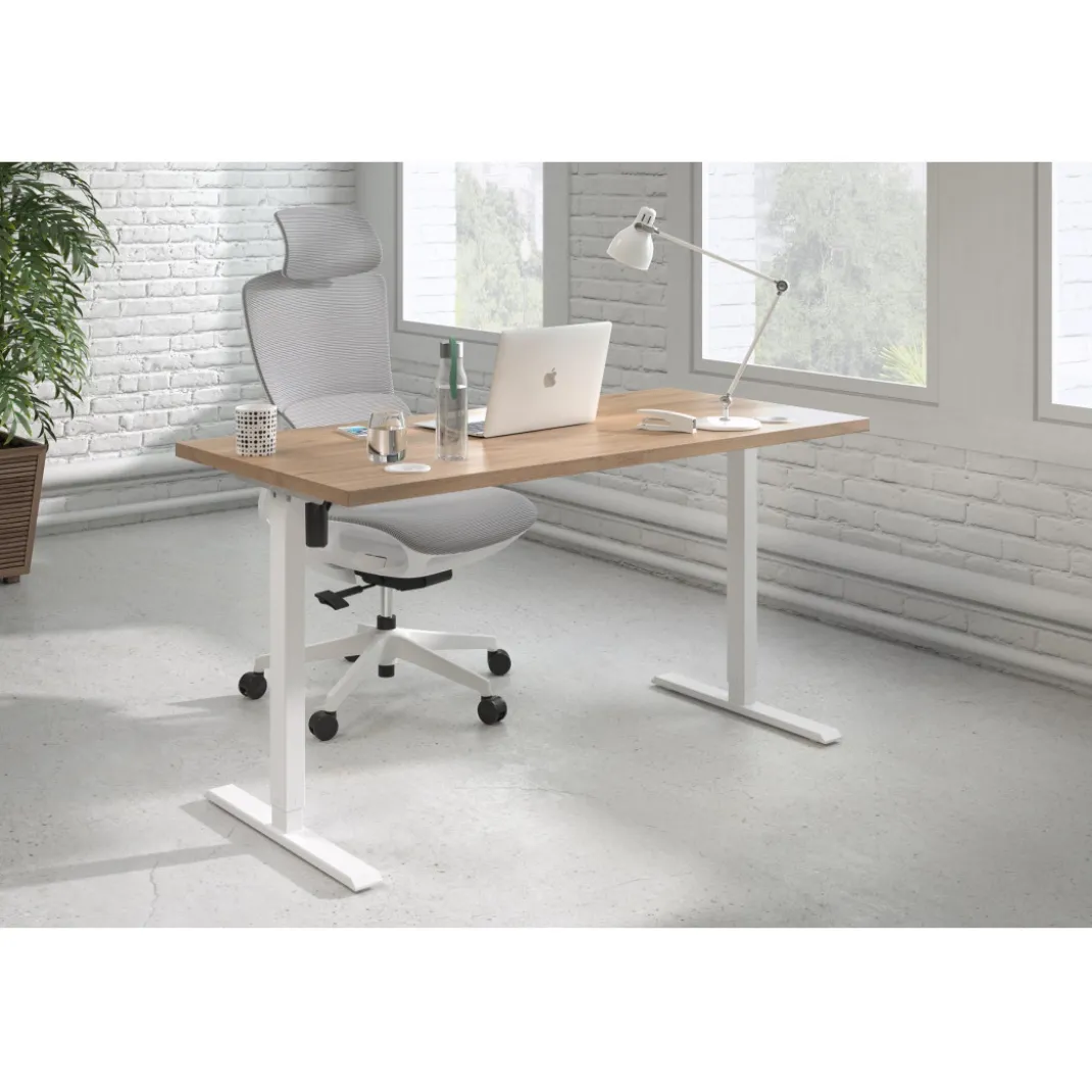 Escritorio Elevable Erghos Basic estructura blanca canto recto