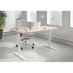 Escritorio Elevable Erghos Basic estructura blanca canto recto