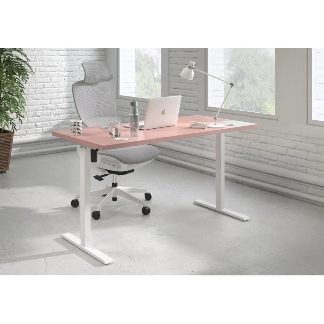 Escritorio Elevable Erghos Basic estructura blanca canto recto