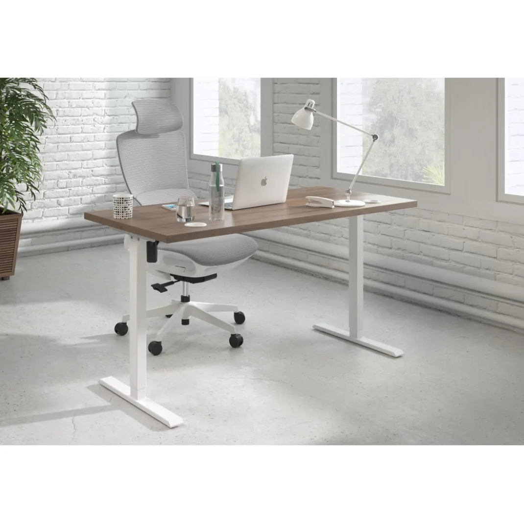 Escritorio Elevable Erghos Basic estructura blanca canto recto