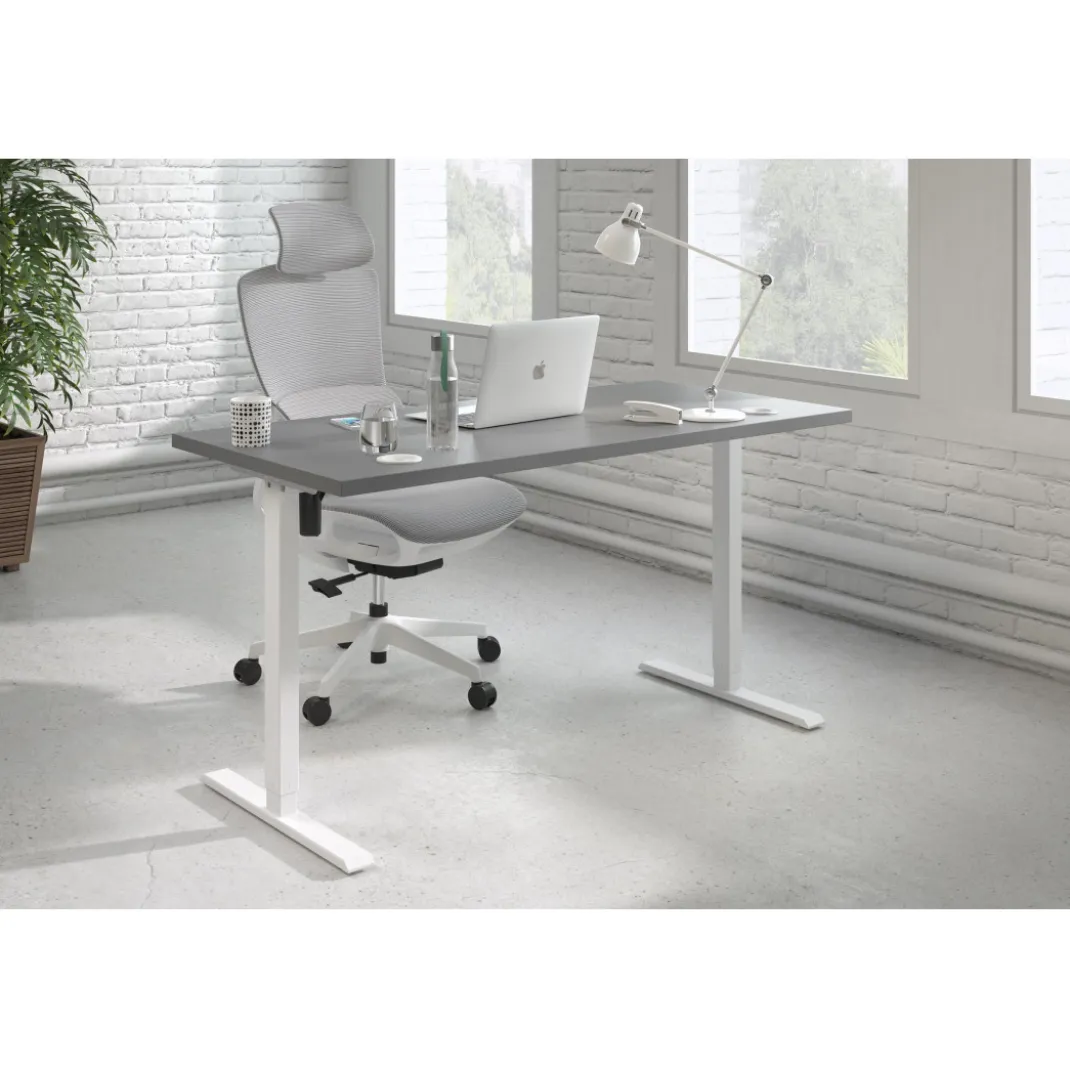 Escritorio Elevable Erghos Basic estructura blanca canto recto