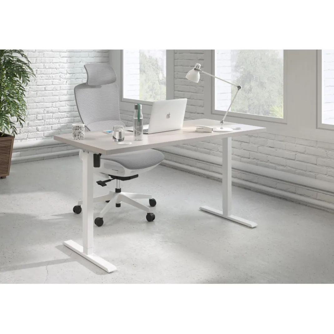 Escritorio Elevable Erghos Basic estructura blanca canto recto