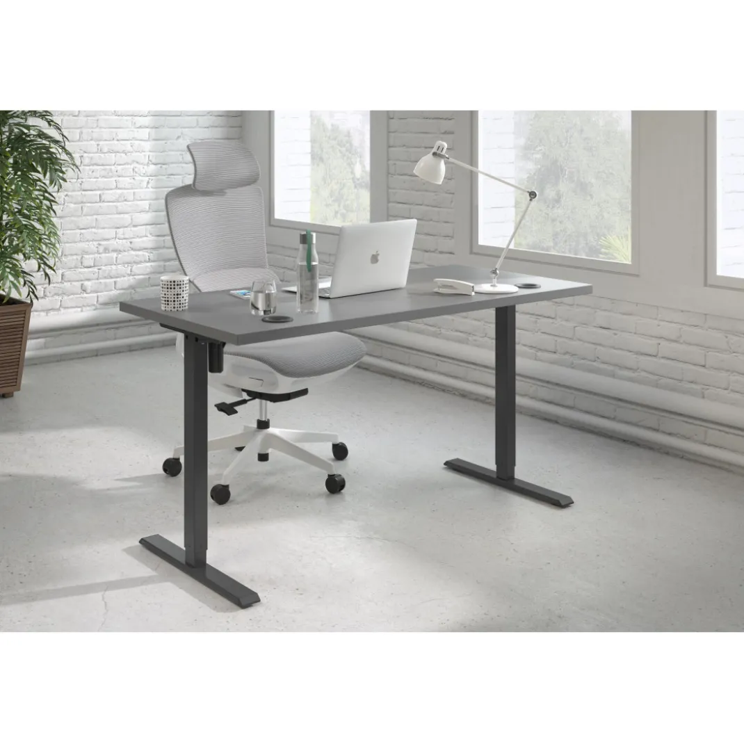 Escritorio Elevable Erghos Basic estructura negro canto recto
