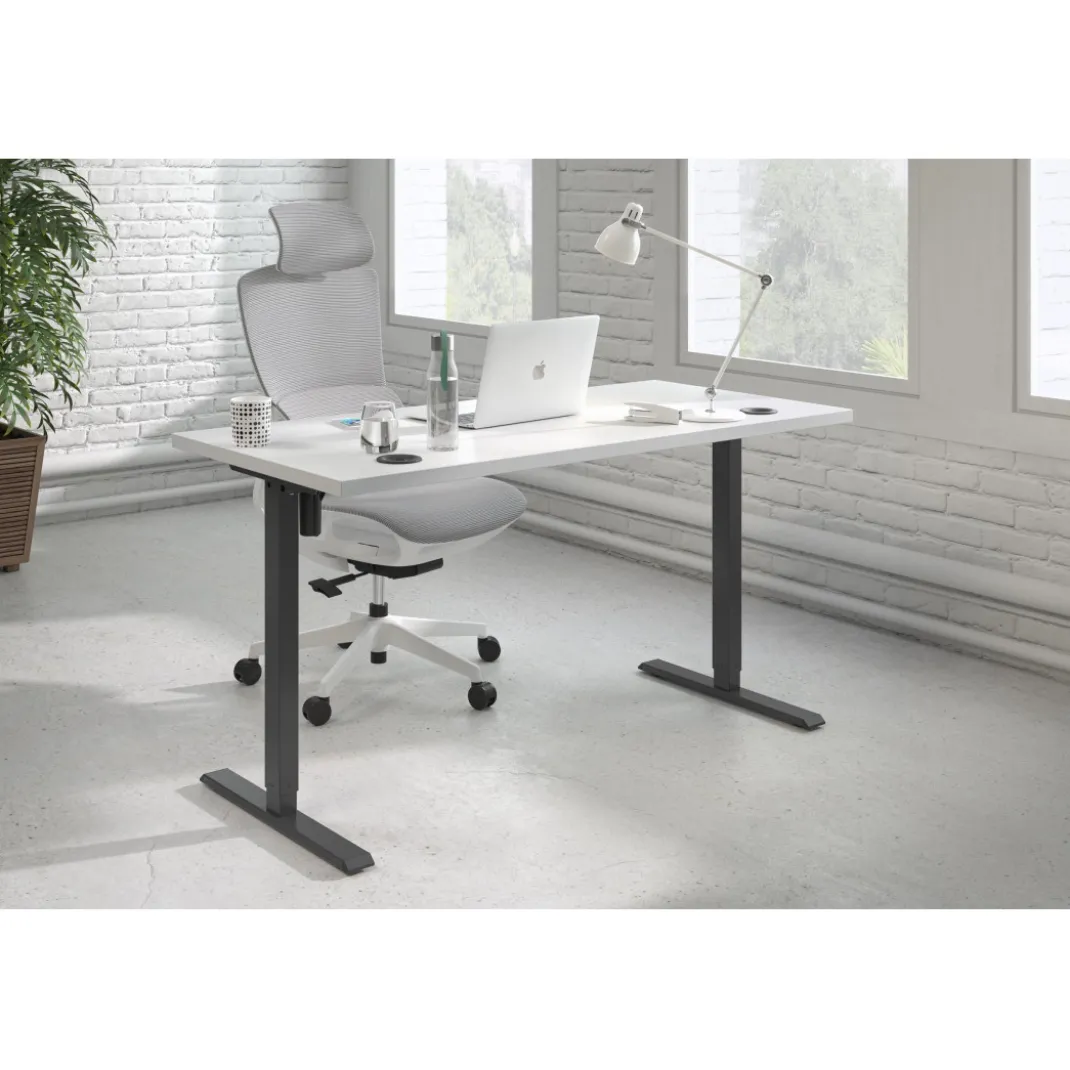 Escritorio Elevable Erghos Basic estructura negro canto recto