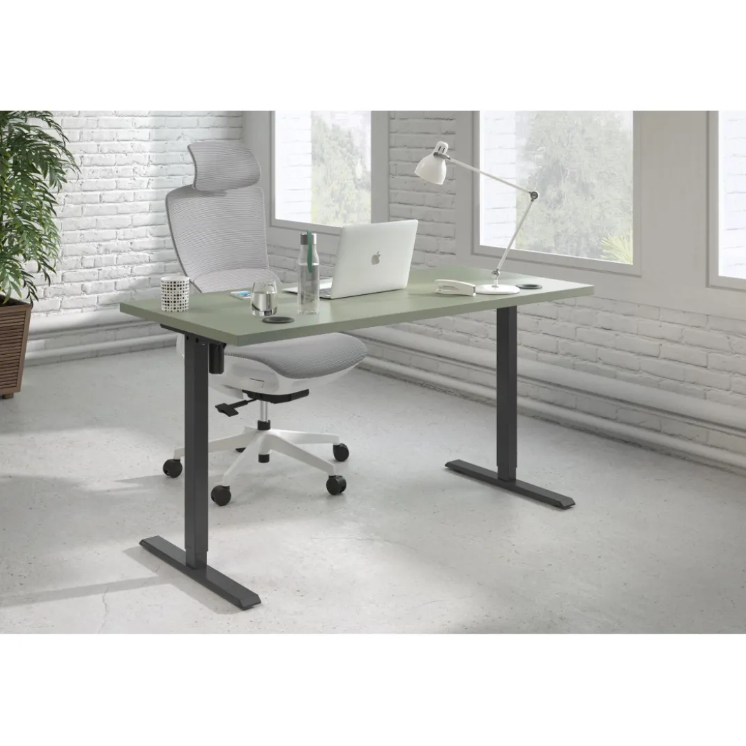 Escritorio Elevable Erghos Basic estructura negro canto recto