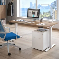 Escritorio Elevable Erghos Motion Pro estructura blanca 4 cantos curvos