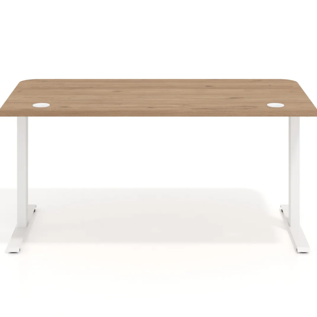 Escritorio Elevable Erghos Motion Pro estructura blanca 4 cantos curvos