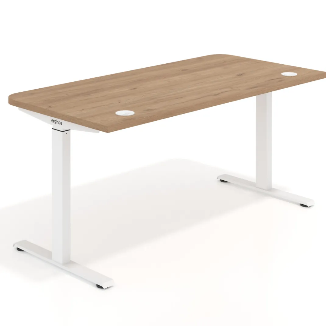 Escritorio Elevable Erghos Motion Pro estructura blanca 4 cantos curvos