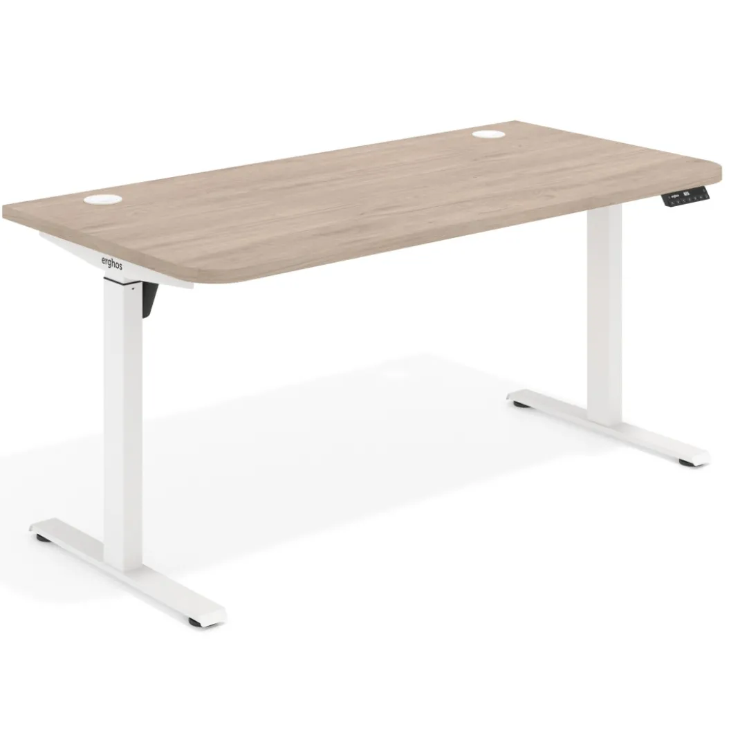 Escritorio Elevable Erghos Motion estructura blanca 2 cantos curvos