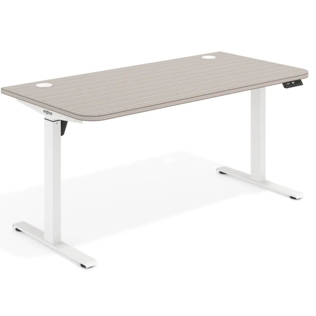 Escritorio Elevable Erghos Motion Pro estructura blanca 4 cantos curvos