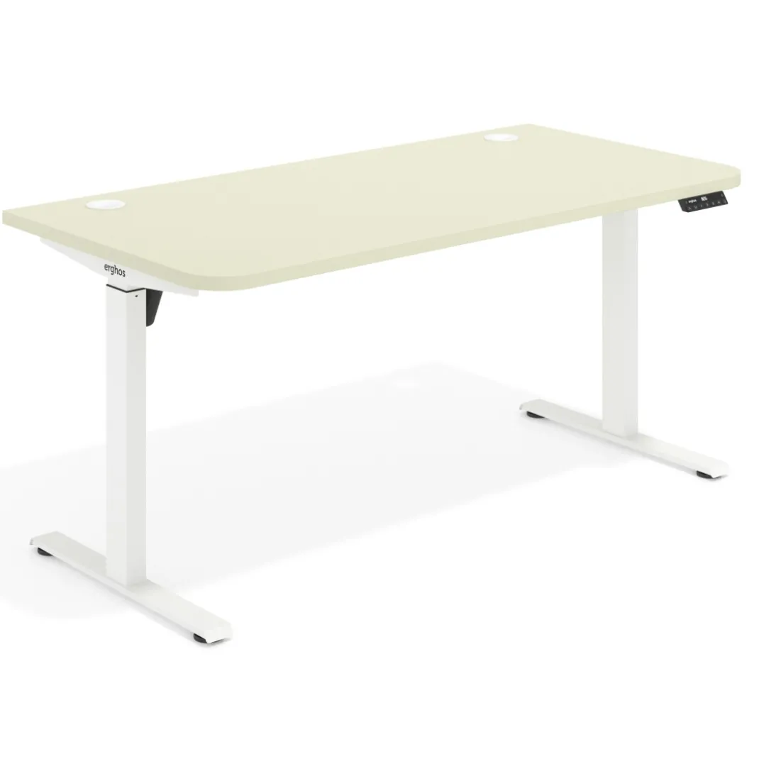 Escritorio Elevable Erghos Motion Pro estructura blanca 4 cantos curvos