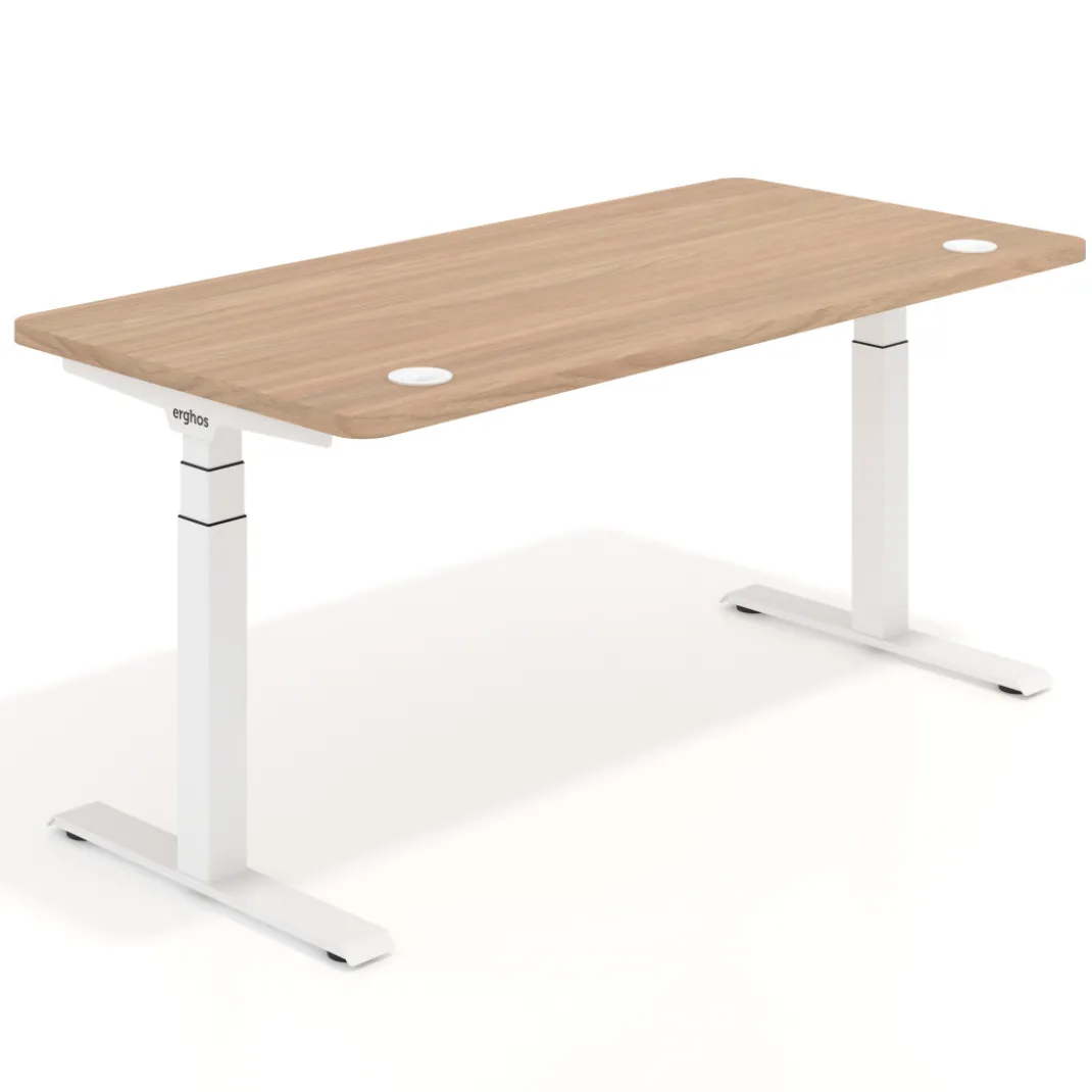 Escritorio Elevable Erghos Motion estructura blanca 2 cantos curvos