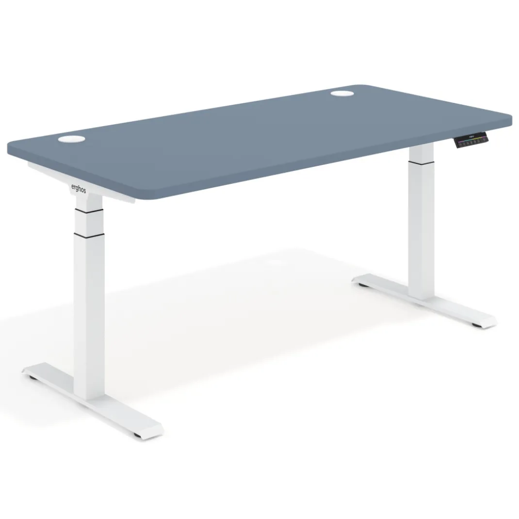 Escritorio Elevable Erghos Motion estructura blanca 2 cantos curvos