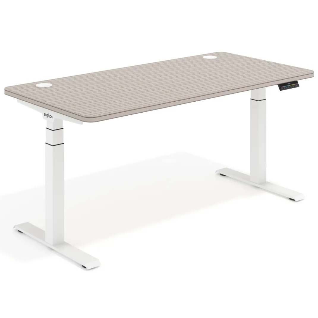 Escritorio Elevable Erghos Motion Pro estructura blanca 4 cantos curvos