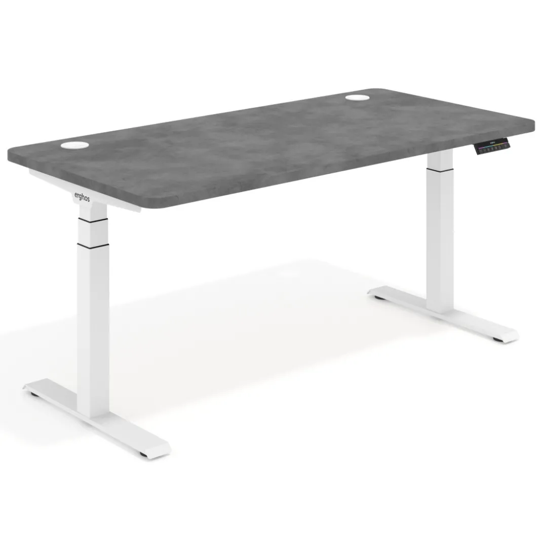 Escritorio Elevable Erghos Motion Pro estructura blanca 4 cantos curvos