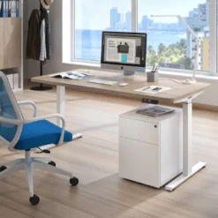 Escritorio Elevable Erghos Motion estructura blanca 4 cantos curvos