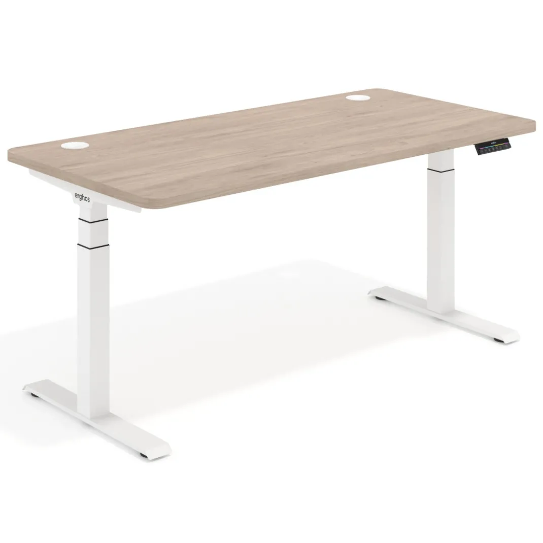 Escritorio Elevable Erghos Motion Pro estructura blanca 2 cantos curvos